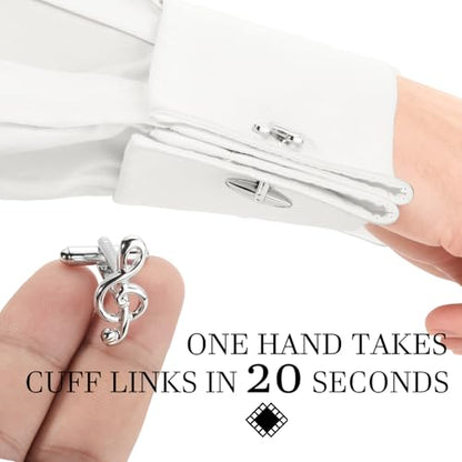 HAWSON Various Unique Cuff Links Mens, Animal/Tactical/Music/Holiday/Cufflinks, Themed Wedding Dinner Party Gift Suit Accessories - style: Musical Notes Treble Clef
