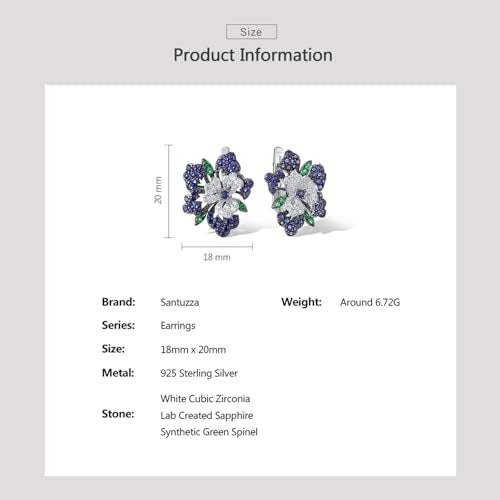Santuzza Sterling Silver Gemstone Flower Earrings for Women - color: [A]Peony-Blue