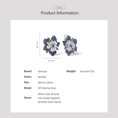 Santuzza Sterling Silver Gemstone Flower Earrings for Women - color: [A]Peony-Blue