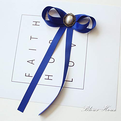 FASELE JKQBUX Women's Brooch Pin pearl Jk preppy style Pre Neck Tie Wedding Party Bow for Women Student Bow Tie accessory - color: Royalblue