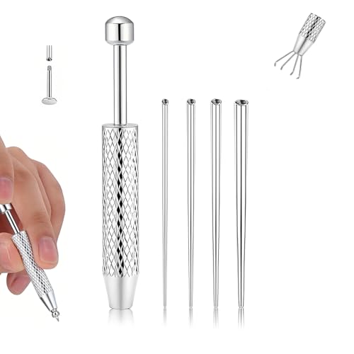 Piercing Tapered Ball Grabbing Tool for Jewelry Replacement - 14G 16G 18G 20G Stainless Steel Flat Back Earring Applicator Tool Threaded, Internal Threaded, External Threaded Body Piercing Insertion Needle Kit for Ear/Nose/Navel/Nipple/Lip/Eyebrow/Tongue