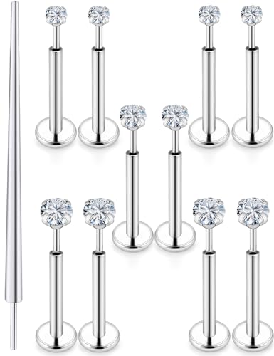 20G 18G 16G Nose Rings Studs 316L Surgical Steel Flat Back Threadless Push in Nose Studs Screw L-Shaped Nose Rings Tragus Cartilage Helix Earrings Piercing Jewelry for Women Men - color: 16G Flat Back Nose Studs - 6mm Bars