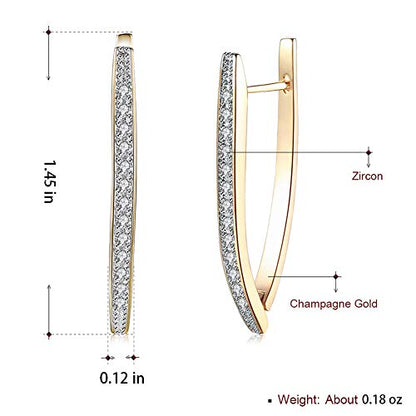14K Rose Gold Plated Three Row Cubic Zirconia Small Huggie Hoop Earrings Fashion Jewelry for Men Women - color: rose gold