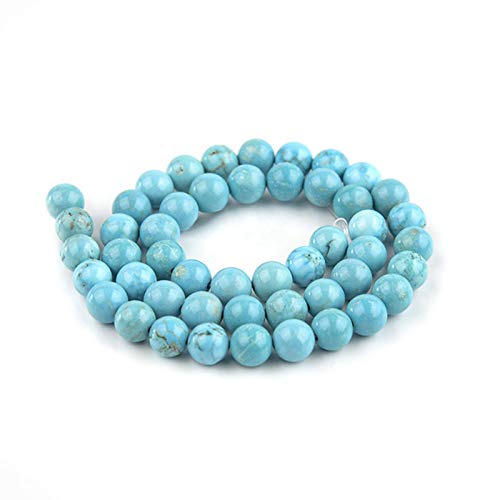 Natural Gemstone Beads 10mm Blue Turquoise Beads Polished Round Smooth Stone Beads for Jewelry Making Adults DIY Bracelet 15 Inch(Blue Turquoise,10mm) - color: Blue Turquoise, size: 10mm
