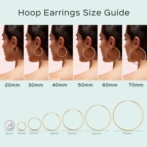 ChicSilver 925 Sterling Silver Hoop Earrings for Women Hypoallergenic, Lightweight Large Gold Plated Silver Hoop Earrings, Endless Hoops Earring 20/30/40/50/60/70MM - color: A. High Polished Gold, size: 70mm