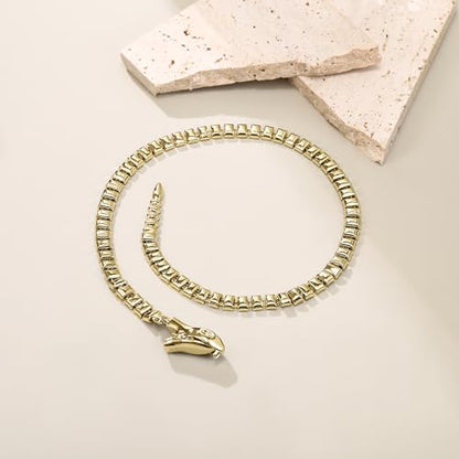 FANZE Snake Necklace for Women，Adjustable Punk Gold Snake Choker Necklace Halloween Gifts Party Multi-Purpose Jewelry - color: Gold