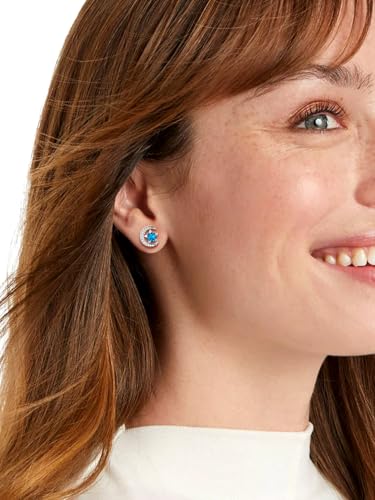 Suplight Sterling Silver Moon and Star Birthstone Crystal for Women with Dainty Silver Necklaces/Stud Earrings 1-12 Month Birthstone Emerald Pendant Sparkling Cubic Zirconia Gem Dainty Jewelry for Birthday Everyday - color: 12.December ( Turquoise)