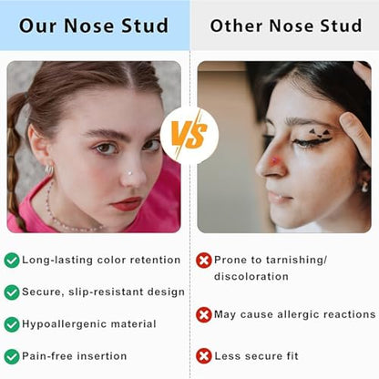 20G Nose Rings Studs for Women Corkscrew Sliver Nose Studs Hypoallergenic Nose Rings 316L Stainless Steel Nose Nostril Percing Jewely for Women Men Round Square CZ Imitation Diamond 1.5mm/2.0mm/2.5mm/3.0mm - style: 20G-L-Shape-sliver-2.5mm