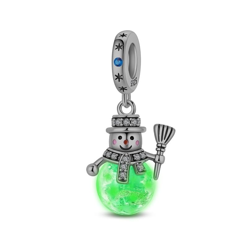 Charm for Bracelets and Necklaces, Heart Animals 925 Sterling Silver Bead Celestial Sun Moon Star Charms Jewelry Gift for Women Girls - color: Christmas Snowman Charm