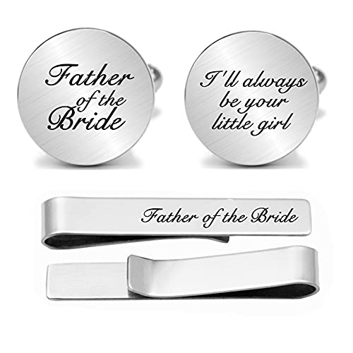 Kooer Personalized Men's Wedding Cufflinks, Custom Father Of The Bride Cuff Links Jewelry Gift For Men Him Groom Groomsman - style: I'll Always Be Your Little Girl