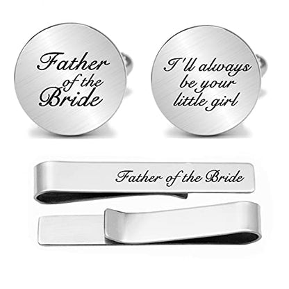 Kooer Personalized Men's Wedding Cufflinks, Custom Father Of The Bride Cuff Links Jewelry Gift For Men Him Groom Groomsman - style: I'll Always Be Your Little Girl