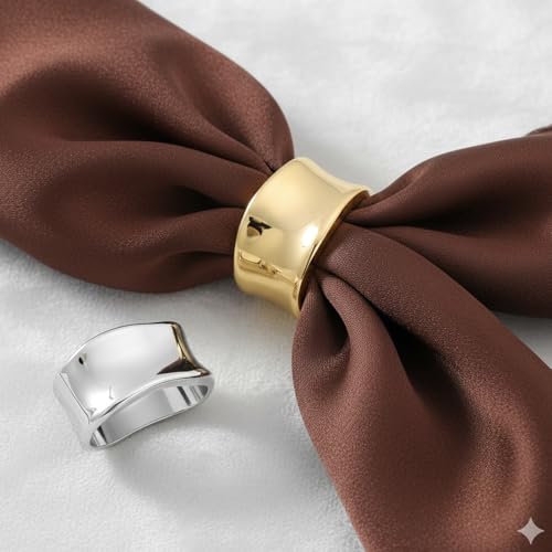 2 Pcs Silk Scarf Ring Scarves Shawl Clip Oblate Minimalist Metal Scarf Slide Buckle Brooches Clothing Accessories for Women Shawls and Scarves Gold Silver