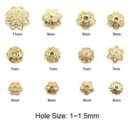 INSPIRELLE 120pcs Bead Caps Gold Plated Filigree Flower Cup Shape Bead | Long-Lasting for Jewelry Bracelet Necklace Making - color: 120x Bead Caps
