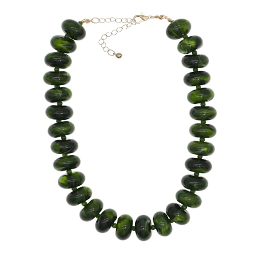 We We Chunky Colorful Beaded Necklace for Women Large Boho Statement Bead Chokers Necklaces Turquoise Blue Big Beads Jewelry Neck Summer Beach - color: colored mint green