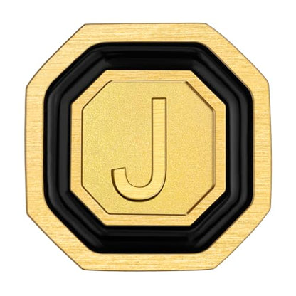AMITER 18K Gold Plated Initial Cufflinks, Mens Cuff Links for Business Wedding Shirts Studs Suit Accessories - Gift for Groom Husband Father - style: J