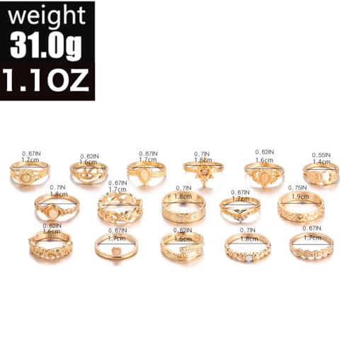 Gold Boho Ring Sets Vintage Stackable Ring Set Dainty Finger Midi Rings Pack for Women