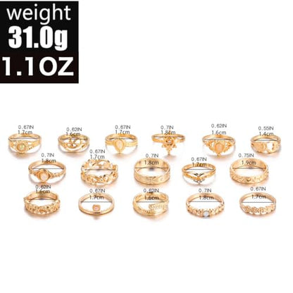 Gold Boho Ring Sets Vintage Stackable Ring Set Dainty Finger Midi Rings Pack for Women