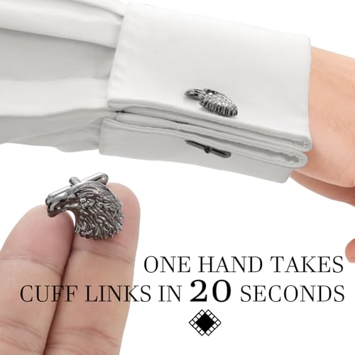 HAWSON Various Unique Cuff Links Mens, Animal/Tactical/Music/Holiday/Cufflinks, Themed Wedding Dinner Party Gift Suit Accessories - style: Eagle Head