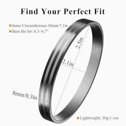 18K Gold Plated Bracelet Love Bangles for Women, 6.7in / 7.1in | Stainless steel, Waterproof & Non tarnish. Elegant & Shining. Verstaile for daily wear, perfect for stacking. Ideal Gift. - color: Black-7.1in
