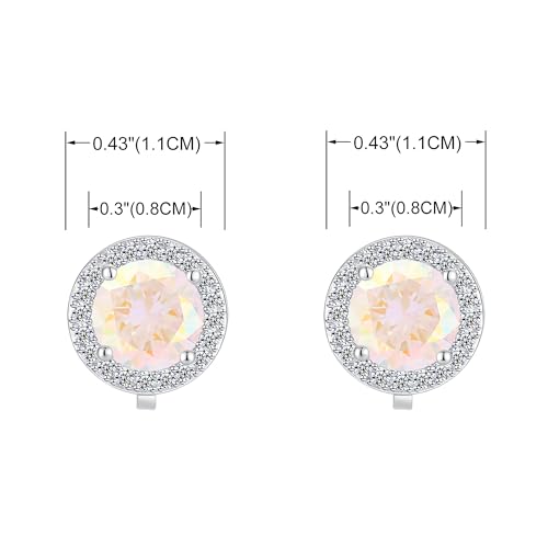 YOQUCOL 8MM Cubic Zirconia Crystal Clip On Stud Earrings Round Non Pierced Earrings for Women - color: Aurora Borealis