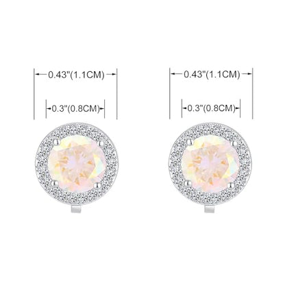 YOQUCOL 8MM Cubic Zirconia Crystal Clip On Stud Earrings Round Non Pierced Earrings for Women - color: Aurora Borealis