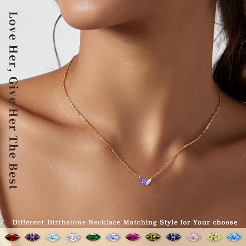 2026 Graduation Gifts Birthstone Necklace for Women Dainty Gold Necklace with 2 Birthstone Birthday Gift for Her Teen Girl Gift Trendy Stuff for Her Mom Daughter Girlfriend Friend Christmas Stocking Stuffers - color: 02-03 Feb & Mar, style: 1A