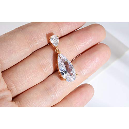 Wedding Jewelry Set for Bridesmaids - Sterling Silver Teardrop CZ Crystal Cubic Zirconia Rhinestone Diamond Bridal Necklace Earrings Set for Bride Mother of Bride Party Prom Birthstone Costume Jewelry - color: Nov-Topaz