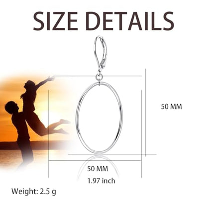 Silver Large Big Circle Hoop Dangle Earrings for Women Hypoallergenic - style: Silver 50mm