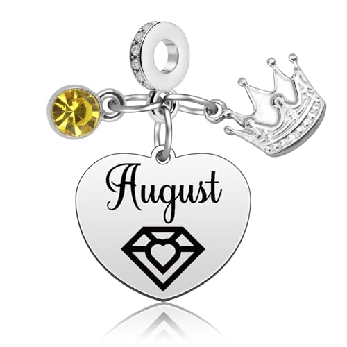 Birthday Gifts for Women Birthstone Charms for Bracelets Necklaces Jewelry Gift for Mom Wife Daughter Granddaughter Niece Sister Girlfriend - color: August