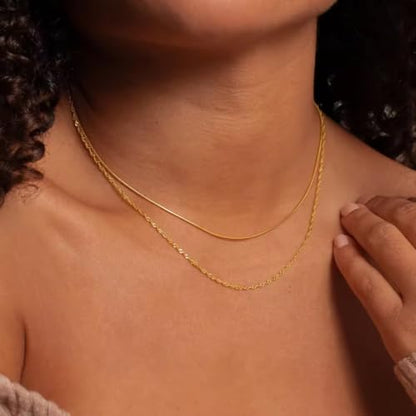 Elegance 11 designs Gold Plated Thin Chain Layered Necklaces For Women Non Tarnish,18k Gold Plated Stainless Steel Dainty Waterproof Gold Necklace Set Stack For Women Gifts Jewelry - color: Gold Necklace1901