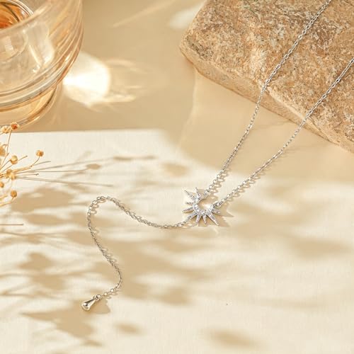 14K Gold Plated Layered Lariat Necklace for Women - Waterproof Non-Tarnish Dainty Gold Chain Necklace, Long Boho Statement Jewelry for Wedding, Prom, Summer Vacation Gifts - color: CZ Y Necklace-Silver