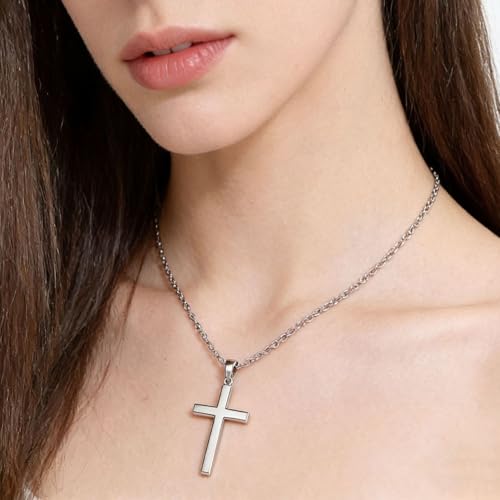 Stainless Steel No Tarnish Cross Pendant Charm Christian Jewelry for Women Men Jewelry Making Necklace Bracelet Silver - style: Big Size:17mm*32mm
