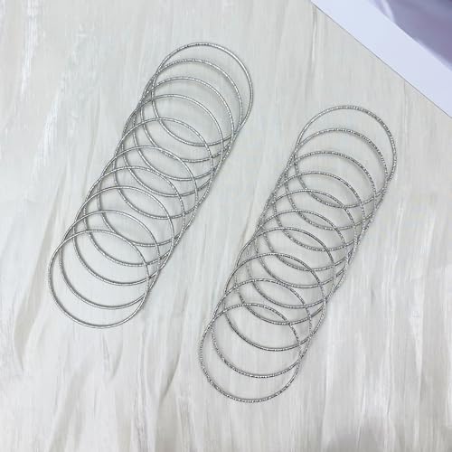 YBMYCM 10Pcs Gold-plated Bangle Bracelet Set for Women Multi Layer Stackable Wide Bangles Indian Chunky Bangle Bracelets Ethnic Glossy Textured Bracelets Wedding Outfit Jewelry - style: 20pcs-Silver