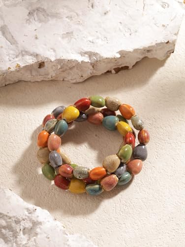 MINACHI Boho Colorful Ceramic Bead Wrap Strand Bracelet for Women, Bohemian Hippie Summer Jewelry Gift - color: S01