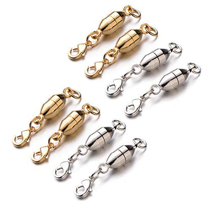 Zpsolution 6mm Magnetic Jewelry Clasps for Necklaces Oval Shape | Compact and Easy to Use, Magnetic Necklace Clasps And Closures, Magnetic Clasps For Bracelets - color: Oval Gold and Silver