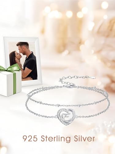 Dorunmo Initial Anklet 925 Sterling Silver Letter A-Z Layered Heart Anklet Beach Jewelry Birthday Gifts for Women - color: E