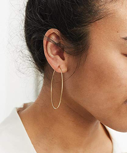 3 Pairs Thin Extra Large Hoop Earrings Set，Fashion Huge Gold Hoops 18k Gold Plated Lightweight Stainless Steel Hoops Big Geometric Round Gold Hoop Earrings Set Minimalist Jewelry for Women - size: 60MM