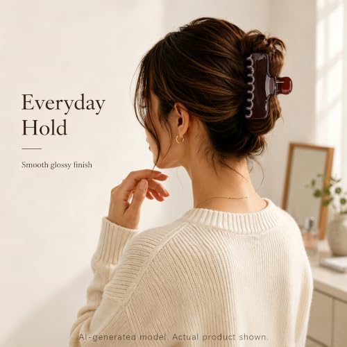 Ivyu 4-Inch Large Rounded Rectangle Hair Claw Clip for Women, Strong Hold - color: Transparent Brown