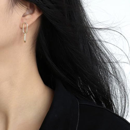 18K Gold-Plated Paperclip Earrings 925 Sterling Silver Posts Lightweight Hypoallergenic Earrings Jewelry Gift Birthday Present - color: Gold