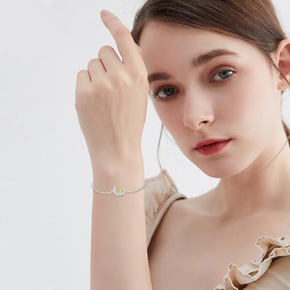 Moon Bracelet for Women 925 Sterling Silver Moonstone/Birthstone Moon Bracelet Butterfly/Dragonfly Bracelet Celtic Moon Butterfly Dragonfly Jewelry Gifts for Women - style: 11-Nov Birthstone