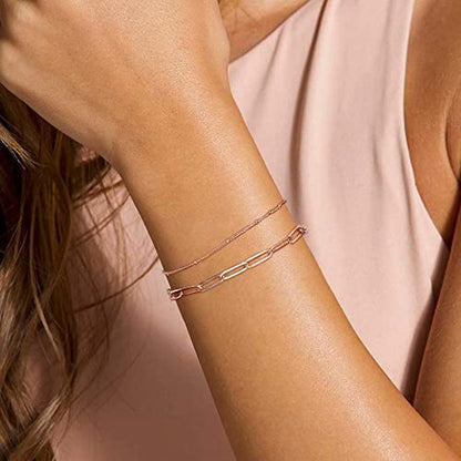 Dainty Gold Bracelets for Women, 14K Gold Plated Adjustable Layered Beads Bracelet Cute Evil Eye Oval Chain Pearl Bar Turtle Gold Bracelets for Women Jewelry - style: Grey crystal beads&Heart