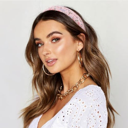 7 Pack Pink Headband for Women Girls Cute Headbands for Women Non Slip Pearl Beads Knotted Pink Head Bands Cute Accessories - color: Pink