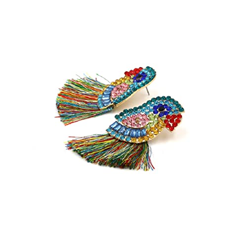 Parrot Earrings for Women, Bird Parrot Tassel Earrings for Womens, Rhinestone Parrot Dangle Earring Hypoallergenic, Cubic Zirconia Parrot Drop Earring, Parrot Jewelry Funny earrings