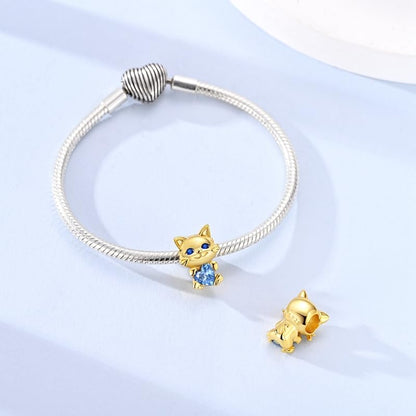 Birthday Fashion Heart Dangle Charm for Bracelets and Necklace Pendant Bead Charms Jewelry Present for Women Family Friends - style: Golden Cat