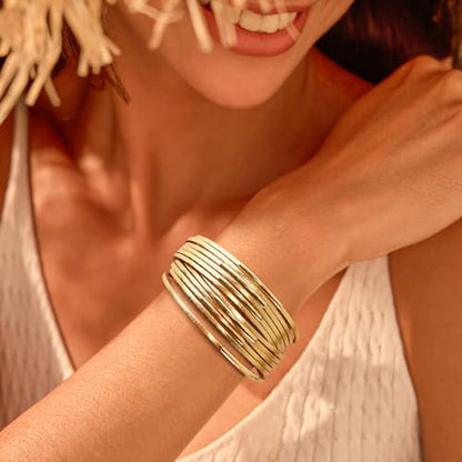 Wrapped Bracelets for Women,Leather Boho Bracelets for Women - color: Leather-Golden