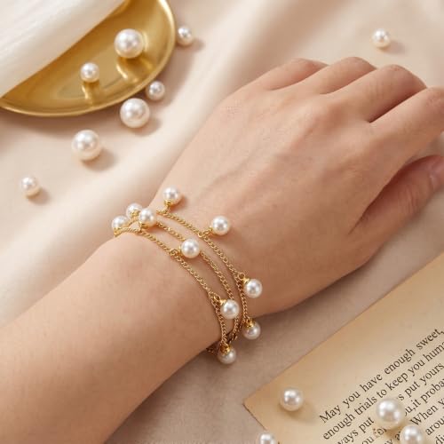 Amabro 100PCS 6mm Faux Pearl Charms for Jewelry Making, Imitation Pearl Pendant Beads with Jump Rings for DIY Bracelets Necklace Earrings Keychain Wedding Crafts