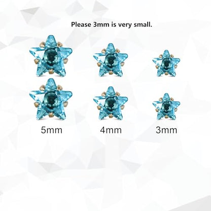 12 Pairs Surgical Stainless Steel Stud Earring Round Heart Star Square Cubic Zirconia Birthstone Stud Earrings Set for Women - color: Gold star 4mm