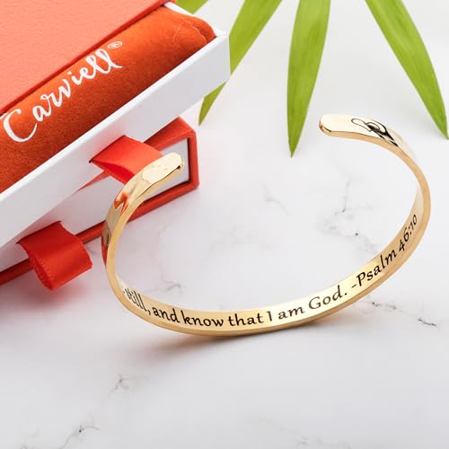 Bracelet - Gifts for Women – Inspirational, Friendships, Love, Mom, Daughters, Sisters, Christian, Graduations, Memorials & Wedding Gifts – 100+ Phrases – Stainless Steel, Gift Ready - color: CHRISTIAN Gift - Be still, and know that I am God – Psalm 46:10