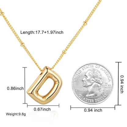 Bubble Letter Necklace for Women, 14k Gold Plated Initial Letter Pendant Necklace Personalized Jewelry A - Z 26 letters - style: Gold-D