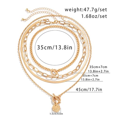 Otxas Layered Gold Necklaces for Women Non Tarnish Chunky Necklace | Stacked Necklaces for Women Heart Pendant Toggle Necklace Paperclip Chain Necklaces for Daily Wear, Party, Gift - style: Style 6